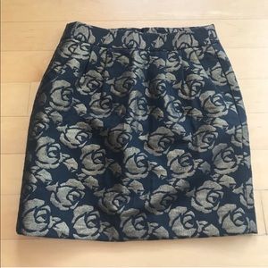 Loft black and gold metallic rose skirt